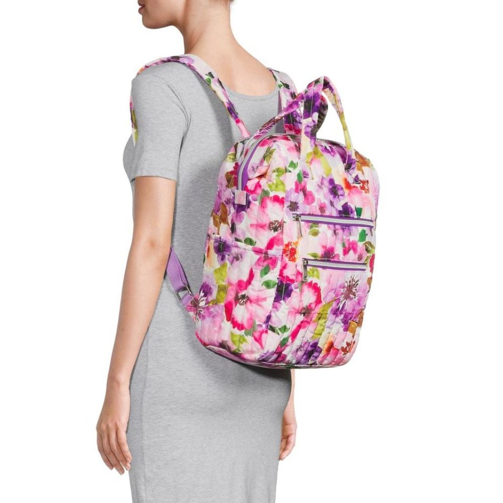Floral Quilted Backpack Tote - Pink Multi - Picture 4 of 5